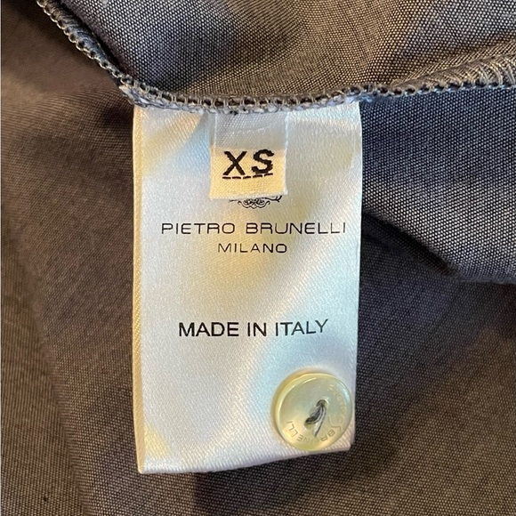 Pietro Brunelli Denim Chambray Ruffle Sleeve A-Line Maternity Dress XS - Picture 11 of 13